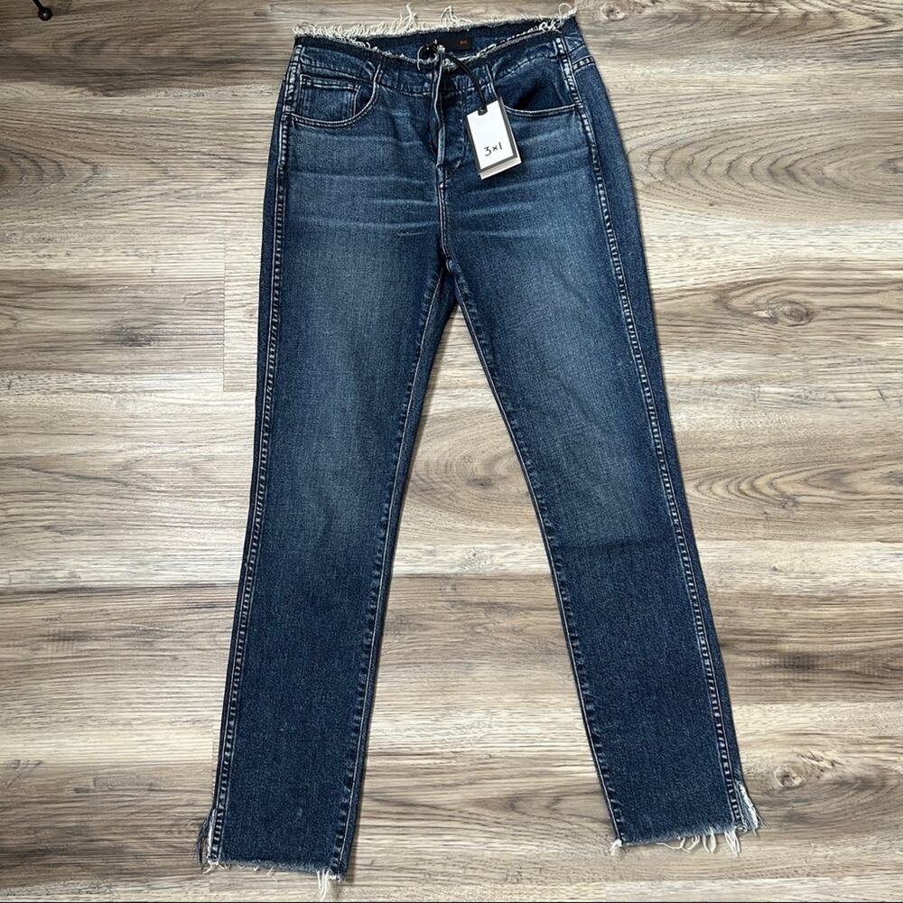 3x1 Raw Edge Shelter Distressed Waist & Hem Crop Jeans sz 26
